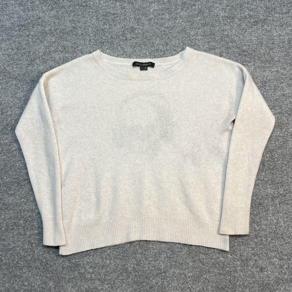 Skull Cashmere Sweater Womens Small White 100% Cashmere Back Skull Graphic - Picture 2 of 9